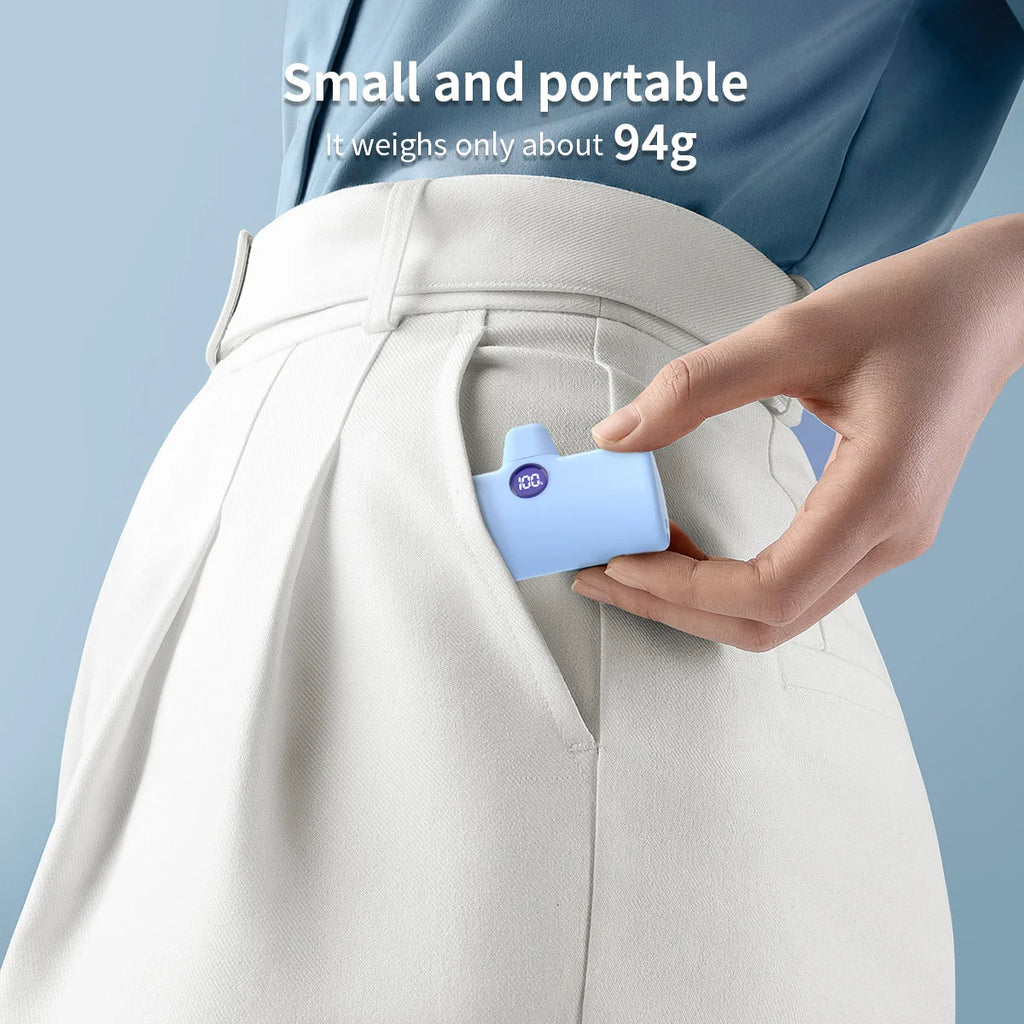 5000mAh Mini Fast-Charging Power Bank with LED Display