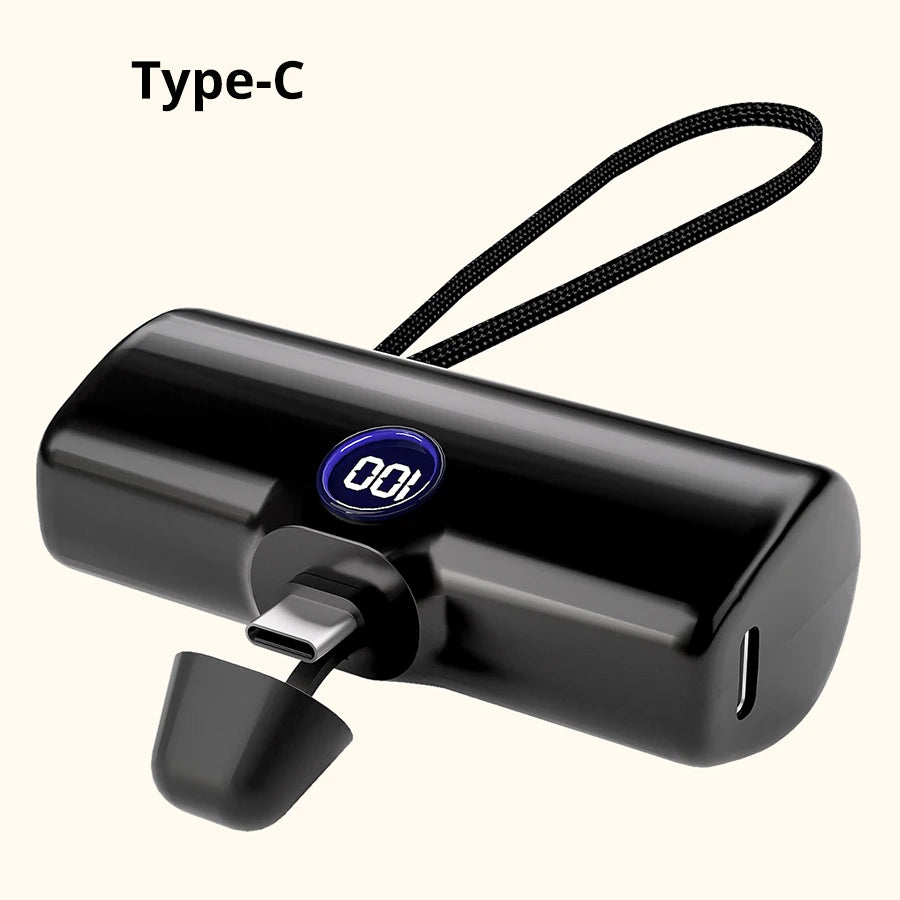 5000mAh Mini Fast-Charging Power Bank with LED Display