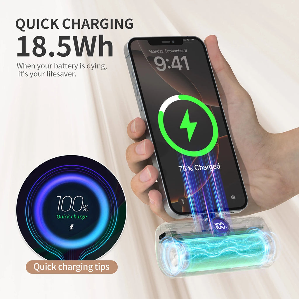 5000mAh Mini Fast-Charging Power Bank with LED Display
