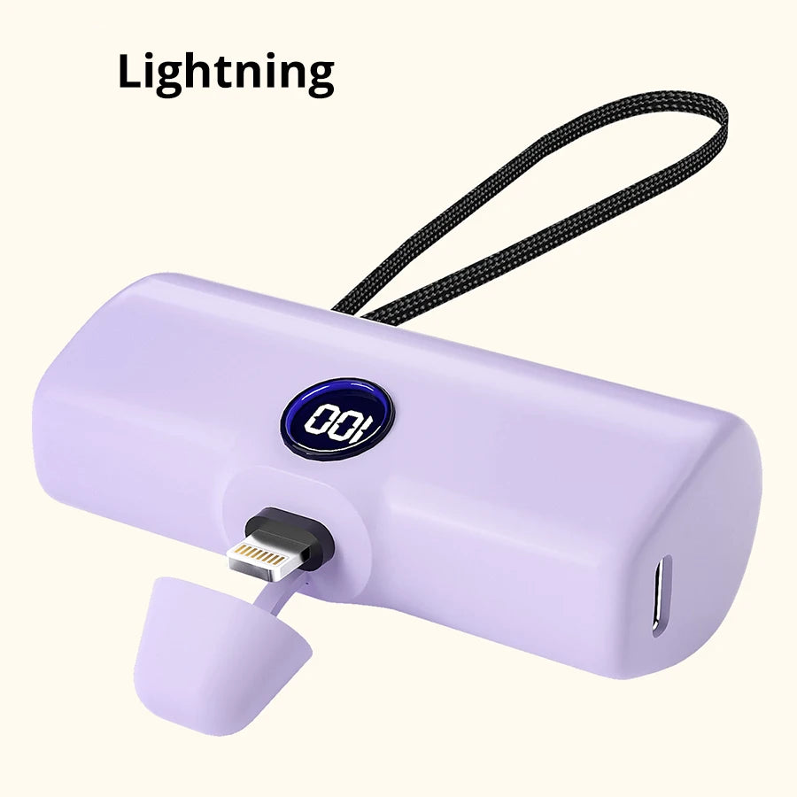 5000mAh Mini Fast-Charging Power Bank with LED Display