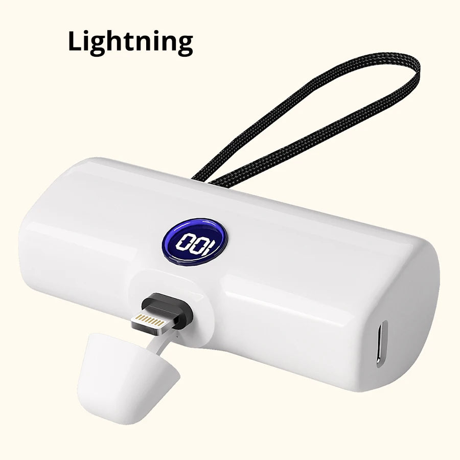 5000mAh Mini Fast-Charging Power Bank with LED Display