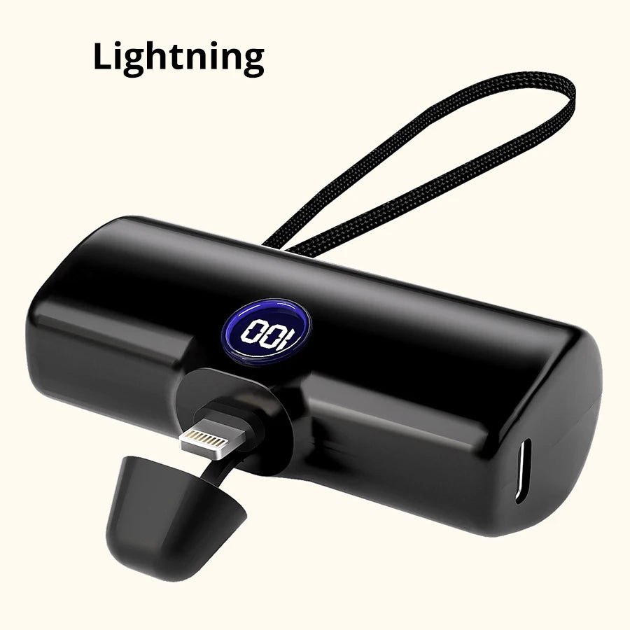 5000mAh Mini Fast-Charging Power Bank with LED Display