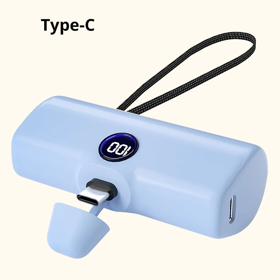 5000mAh Mini Fast-Charging Power Bank with LED Display