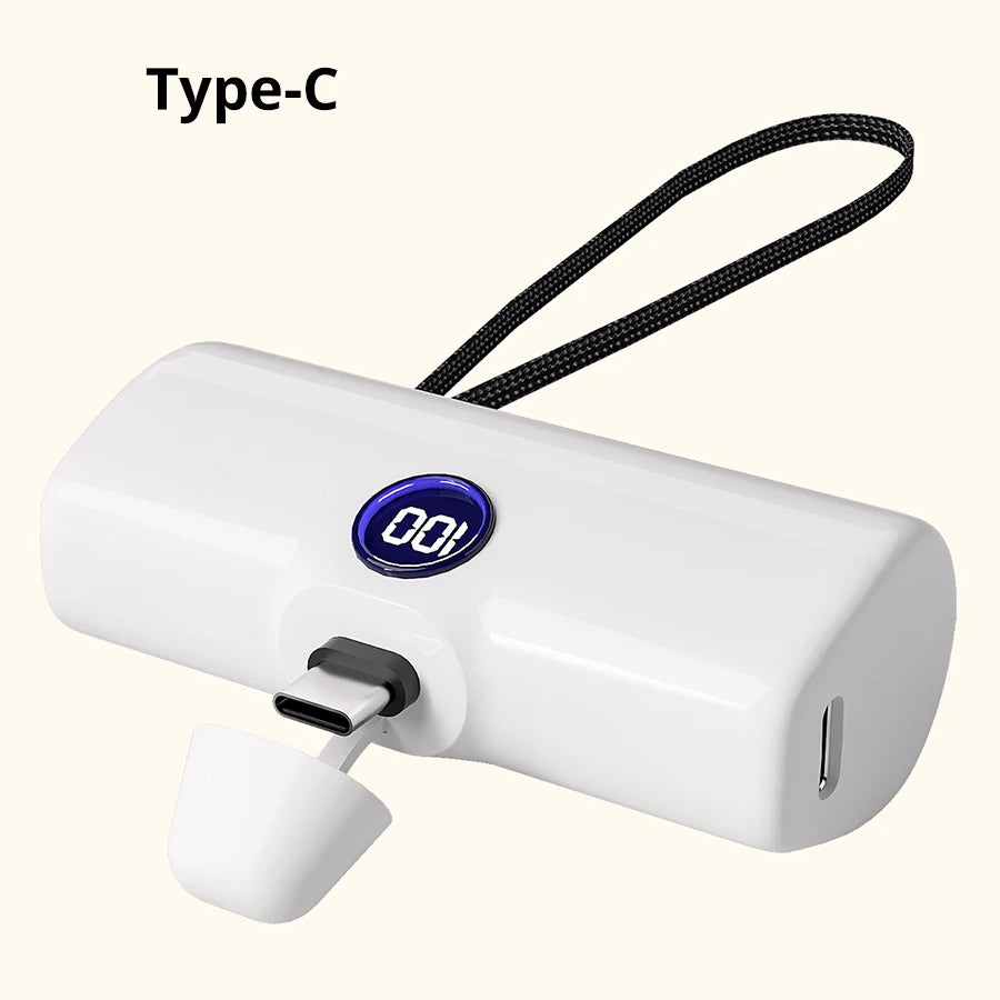 5000mAh Mini Fast-Charging Power Bank with LED Display