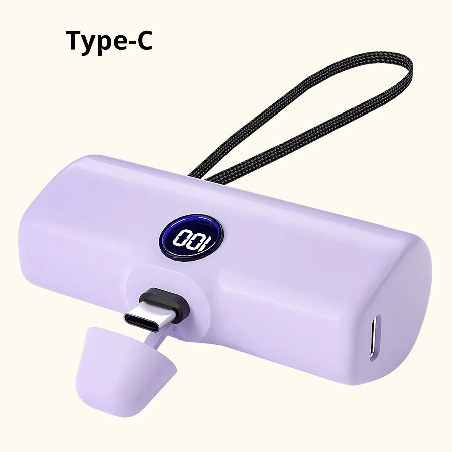 5000mAh Mini Fast-Charging Power Bank with LED Display