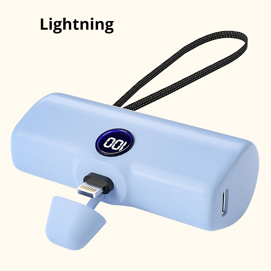 5000mAh Mini Fast-Charging Power Bank with LED Display