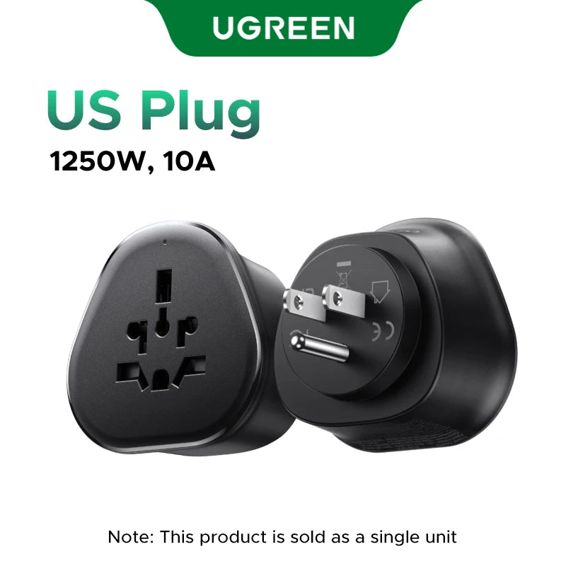 UGREEN Universal Travel Adapter – Multi-Country Plug Converter